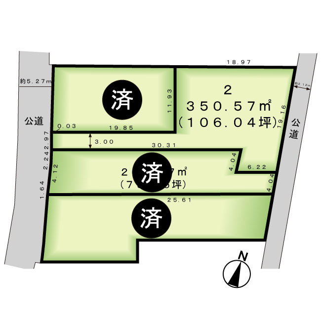 青梅市日向和田　土地の区画図