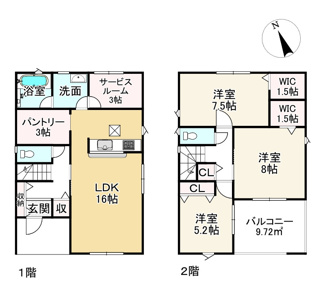【間取り】 | クレイドルガーデン野洲市六条第１　１号棟