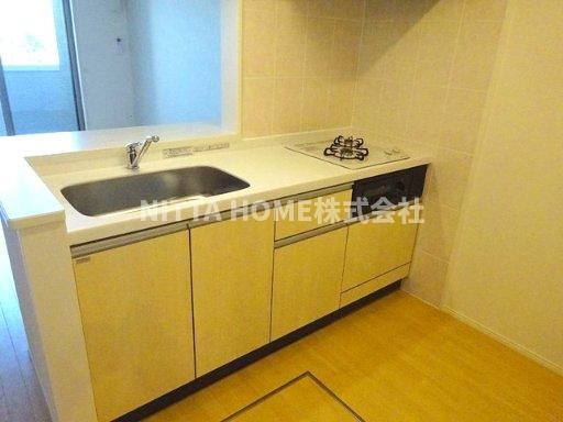 丹波篠山市味間南のアパートのキッチン|２口コンロのカウンターキッチンを設置◎