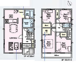 伊勢原市下糟屋第9　新築戸建　全6棟1号棟の間取り