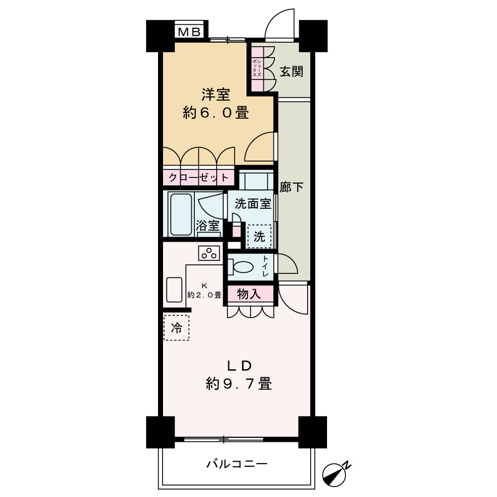 アンビシャス朝霞台の間取り|1LDK 45㎡　使いやすい間取です