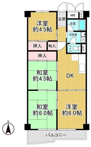 西道頓堀コーポ第1号棟の間取り