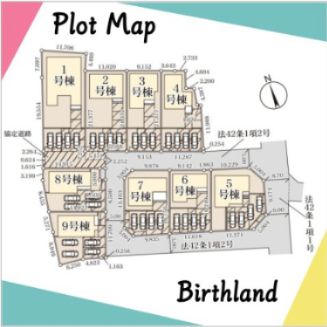 新築戸建・新築建売　行田市城西1丁目　長期優良住宅　忍小・忍中の区画図|カースペース並列4台(車種による)※敷地内に電柱及び支線が入る場合がございます。