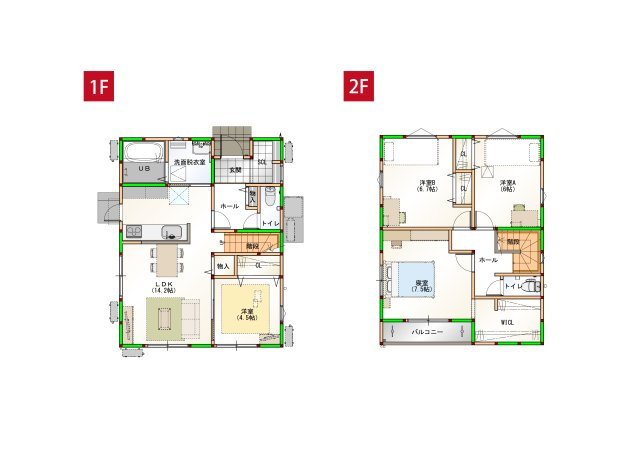 星岡建売④の間取り|4LDK、 家事効率にこだわった4LDKのコンパクトハウスです