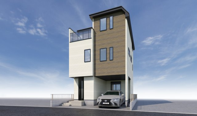 板橋区赤塚新町1丁目　生活快適エリア　新築戸建限定1棟の外観パース|建物の外観完成予想図