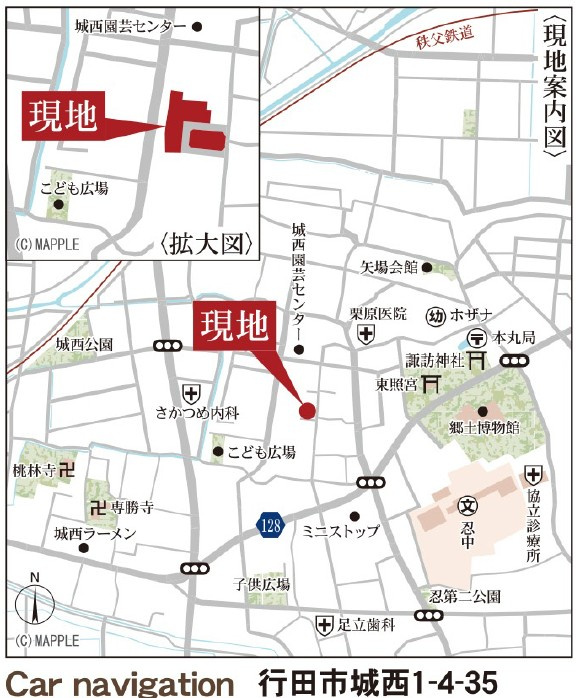 新築戸建・新築建売　行田市城西1丁目　長期優良住宅　忍小・忍中の地図