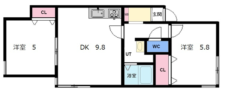 メゾンド北郷Ⅱの間取り