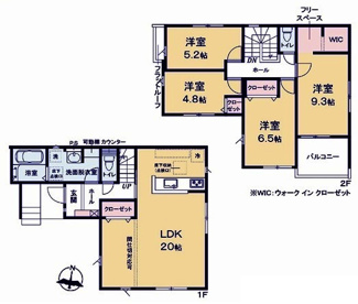 【間取り】 | 坂戸市西坂戸　新築分譲　東武越生線『川角駅』徒歩25分　【城山小学区】