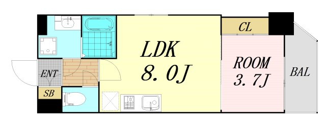 フロンティアタワー九条Ⅰ　仲介手数料無料の間取り