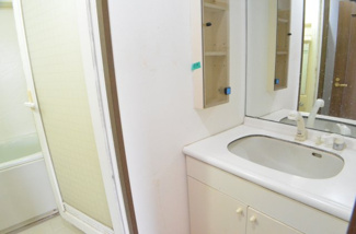 【洗面所】 | ダイアパレス与野本町 | 洗面台は適度なサイズ！歯磨きやブラッシングなど慌ただしい朝の身だしなみチェックもOKです。