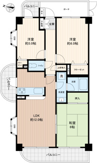 【間取り】 | ダイアパレス与野本町 | 3F角部屋／陽当たり・通風良好です。