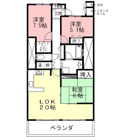 岐阜市西荘１丁目の賃貸マンションの間取り