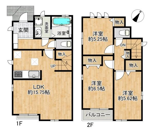【間取り】 | 垂水区桃山台6丁目　2号棟　新築戸建