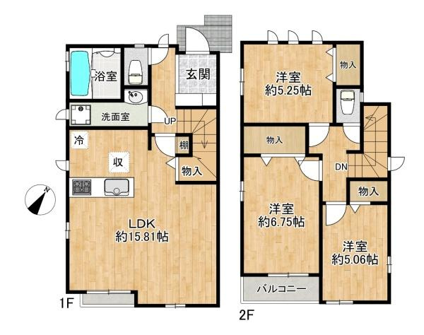 【間取り】 | 垂水区桃山台6丁目　1号棟　新築戸建