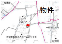 仲介手数料不要　よかタウンBloom菊池市西寺4期【菊之池小・菊池中】の地図|カーナビ➡菊池市西寺1590付近