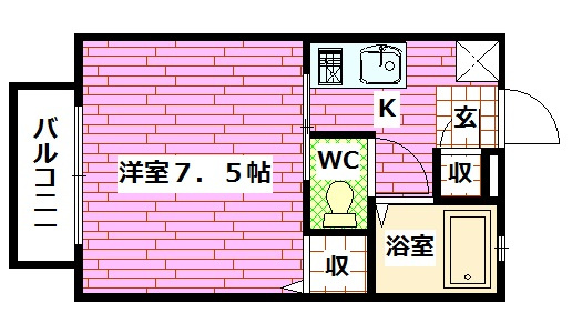 広島市安芸区矢野南１丁目のアパートの間取り