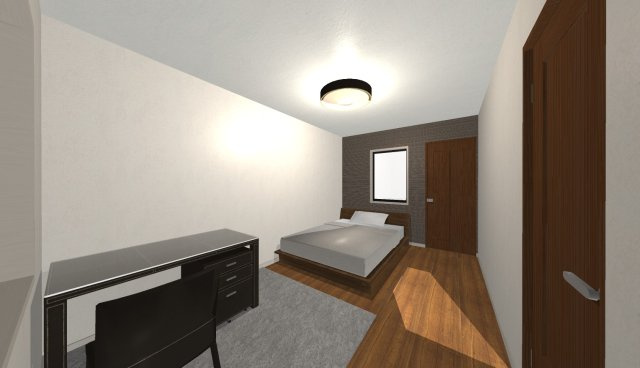 西五百住町　建築条件付き土地の完成予想図|【３階洋室７帖/イメージパース】
家具配置のしやすい長方形のお部屋！お気に入りのインテリアを置いたり、家具選びも楽しみの一つになりますね♪