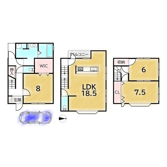 上京区堀川町 中古戸建の間取り
