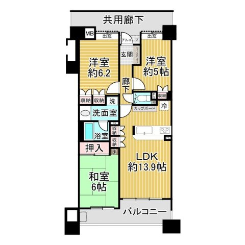 ジュネス泉佐野コンドミニオの間取り