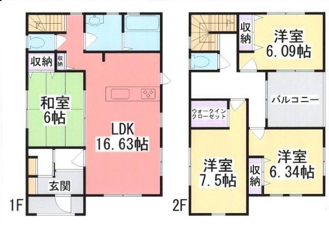 上津町一戸建の間取り|各部屋収納いいですね。