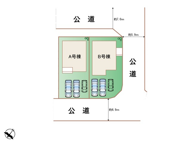 宮崎市清武町加納2011番-2棟（B号棟）の区画図|配置図（B号棟）