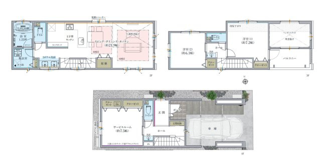 横浜市神奈川区青木町 新築戸建て【仲介手数料無料】の間取り