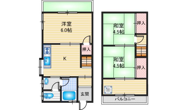鮎川貸家の間取り