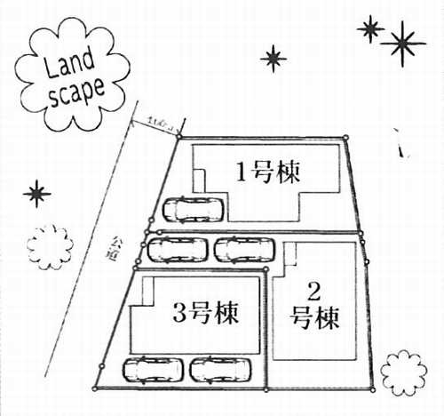 藤沢市羽鳥5丁目　新築戸建全3棟　1号棟の区画図