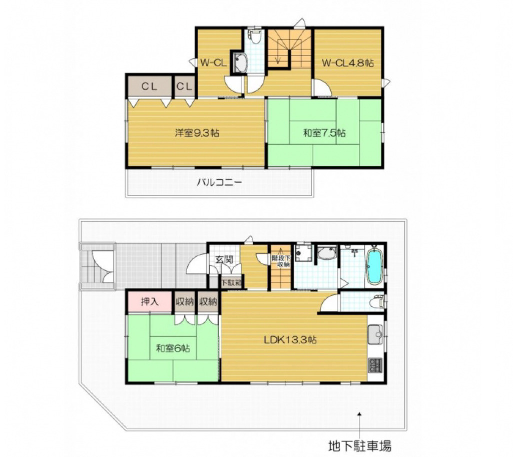 安岡寺町戸建貸家の間取り