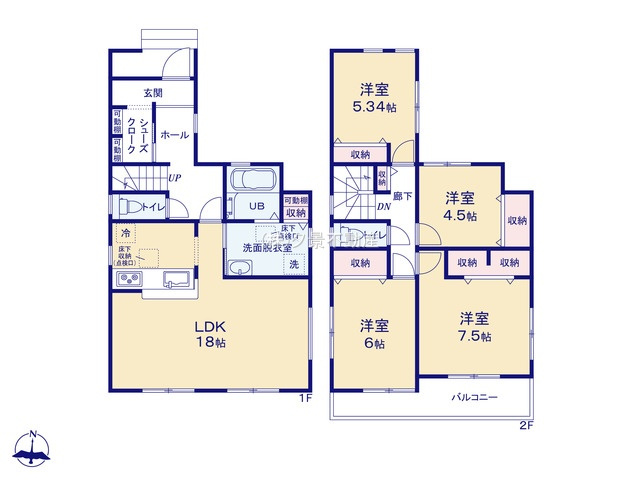 【間取り】 | 《仲介手数料無料》朝霞市三原３丁目19-14(全1戸)新築一戸建てリーブルガーデン