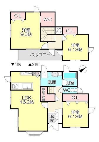 中古住宅　豊橋牛川西部土地区画整理の間取り|全居室収納あり、2面採光で通風良好です