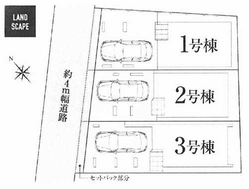 藤沢市鵠沼花沢町　新築戸建全3棟　3号棟の区画図