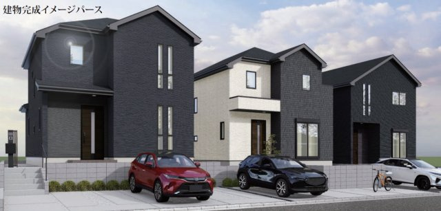 横浜市戸塚区名瀬町 新築戸建て【仲介手数料無料】カースペース2台の外観パース