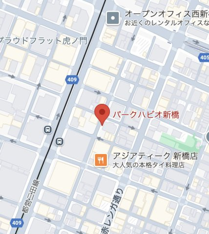 港区新橋５丁目の賃貸マンションの地図