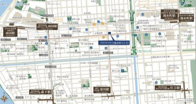 墨田区緑４丁目の賃貸マンションの地図