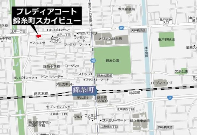 墨田区太平１丁目の賃貸マンションの地図