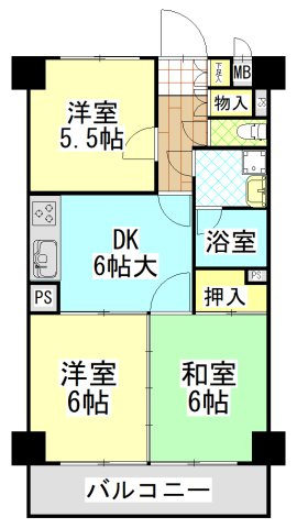 エバーライフ南大橋の間取り