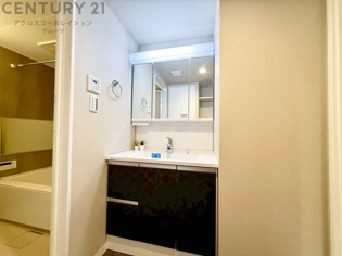 化粧品や洗顔料、歯ブラシなどの必需品をまとめて置ける収納スペースがあり、使用するたびに取り出す手間が省けます。また、水回りのため、濡れても大丈夫な素材が使用されており、お手入れが簡単です。