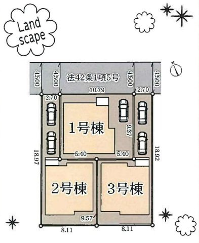 横浜市港北区下田町3丁目 新築戸建て【仲介手数料無料】の区画図