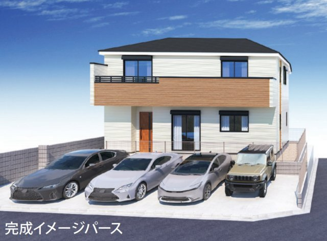 横浜市金沢区高舟台1丁目 新築戸建て【仲介手数料無料】カースペース4台の外観パース