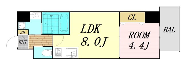 アーデン四ツ橋プライマリーワン　仲介手数料無料の間取り