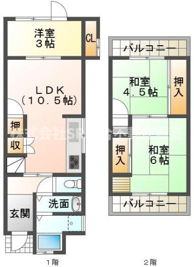 六万寺町3丁目中古テラスハウスの間取り|お風呂・トイレ別、収納豊富、角地、陽当たり良好などお部屋探しの条件としてチェックされる項目が満たされています！