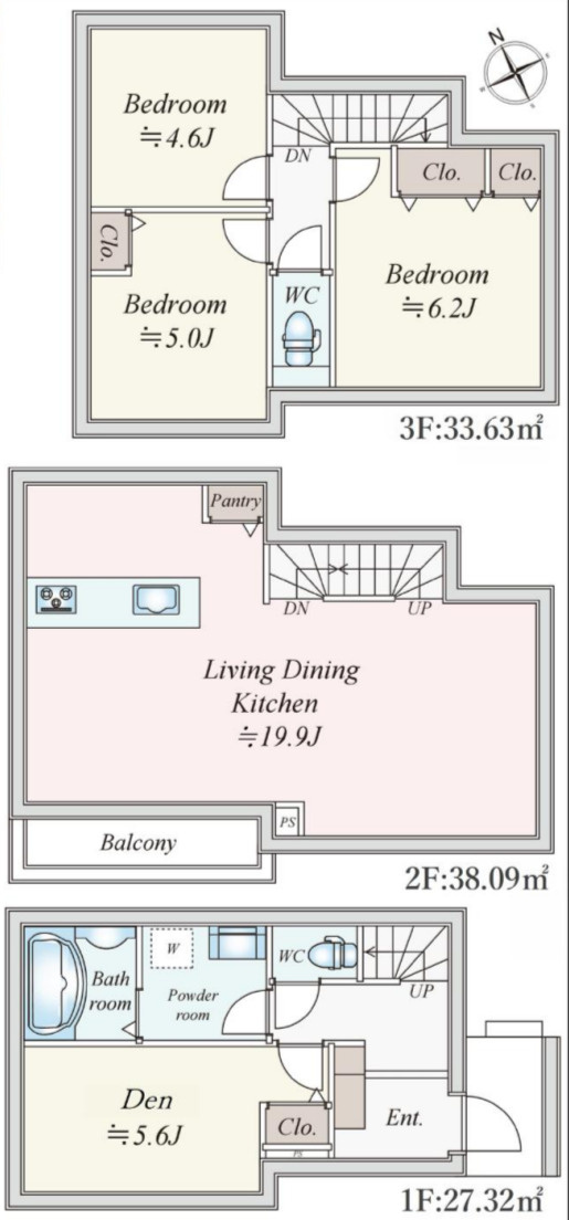 横浜市神奈川区西寺尾1丁目 新築戸建て【仲介手数料無料】の間取り