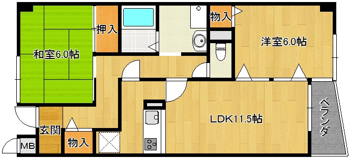 メロディーハイム楠葉の間取り