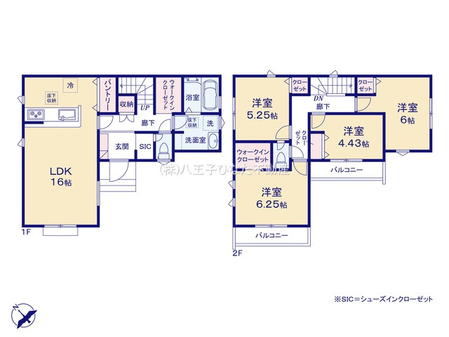 『八王子市新築戸建て』八王子市元八王子町2-839【仲介手数料無料】の間取り|～仲介手数料無料☆八王子ひなた不動産～　八王子市元八王子町　新築戸建て