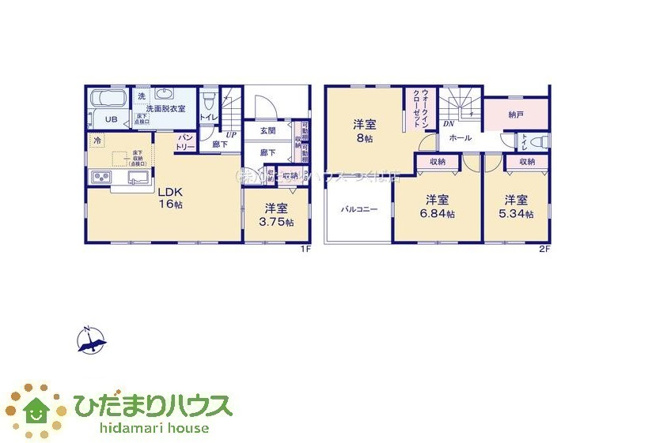 【間取り】 | 第1笠間市笠間　新築戸建　2号棟 | 納戸付きなので、荷物が多くても安心！