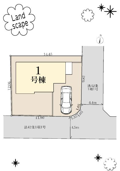 平塚市ふじみ野2丁目新築戸建て　1号棟の区画図|区画図「平塚市ふじみ野2丁目新築戸建て　1号棟」