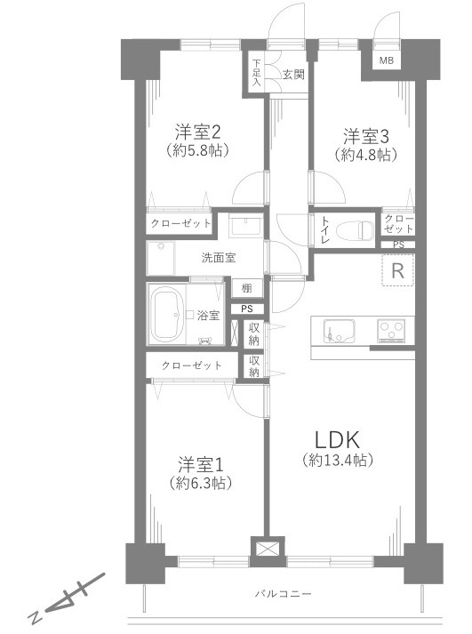 ベルドゥムール春日部東の間取り