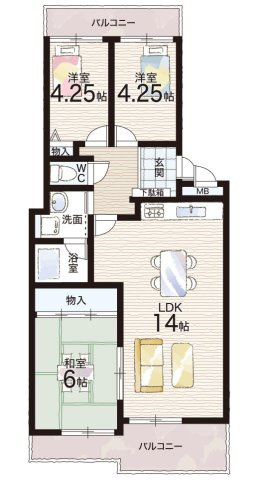 シャルマンコーポ伊丹の間取り