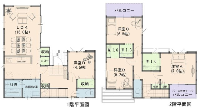 岡山市北区庭瀬　1期の間取り|◆間取りは4LDKです。2階にウォークインクロゼットが3つございます！